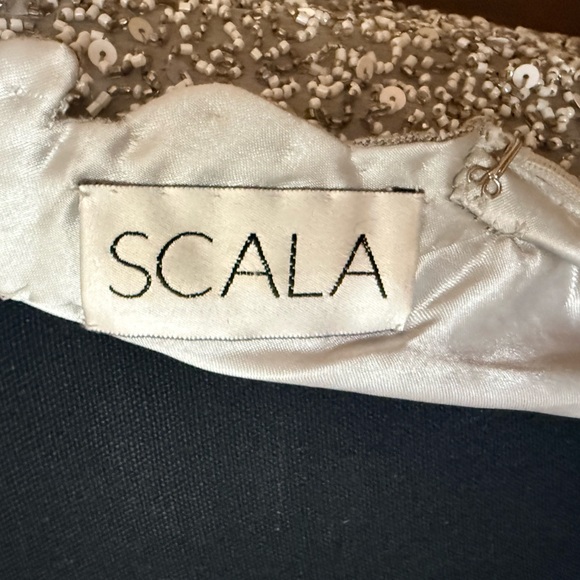 Vintage Scala Silver Hand Beaded 100% Silk Formal Dress Gown - Picture 9 of 16